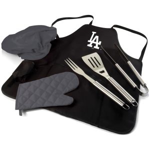 Get the ultimate grill uniform, equipped with three-piece BBQ tool set, BBQ mitt and chef's hat.